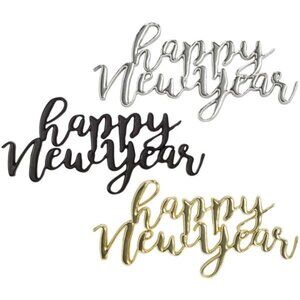 Decopac 21542 Layon Happy Year Cake Baking Decor 12 Pack Gold, Silver, Black